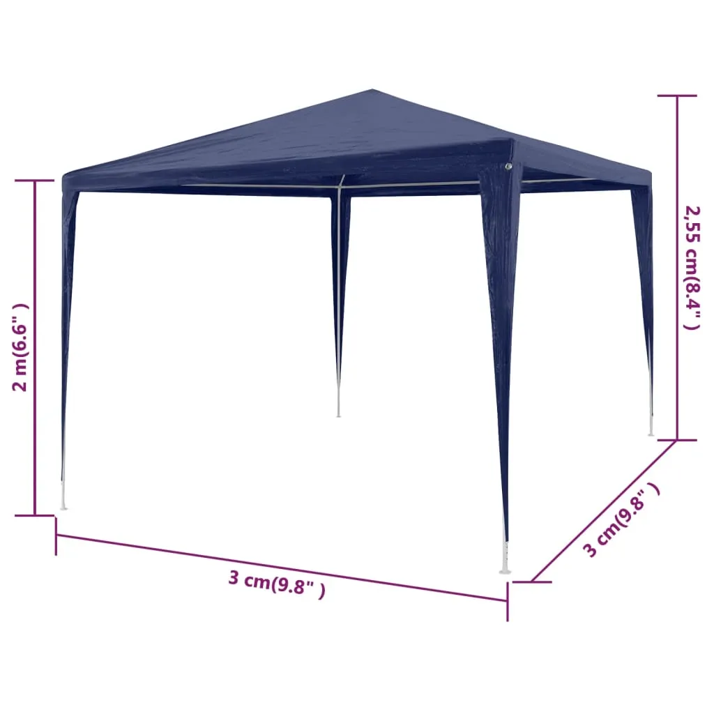 Blauer Gartenpavillon 3 x 3 x 2,5 m mit Stahlrahmen und Polyethylen-Dach