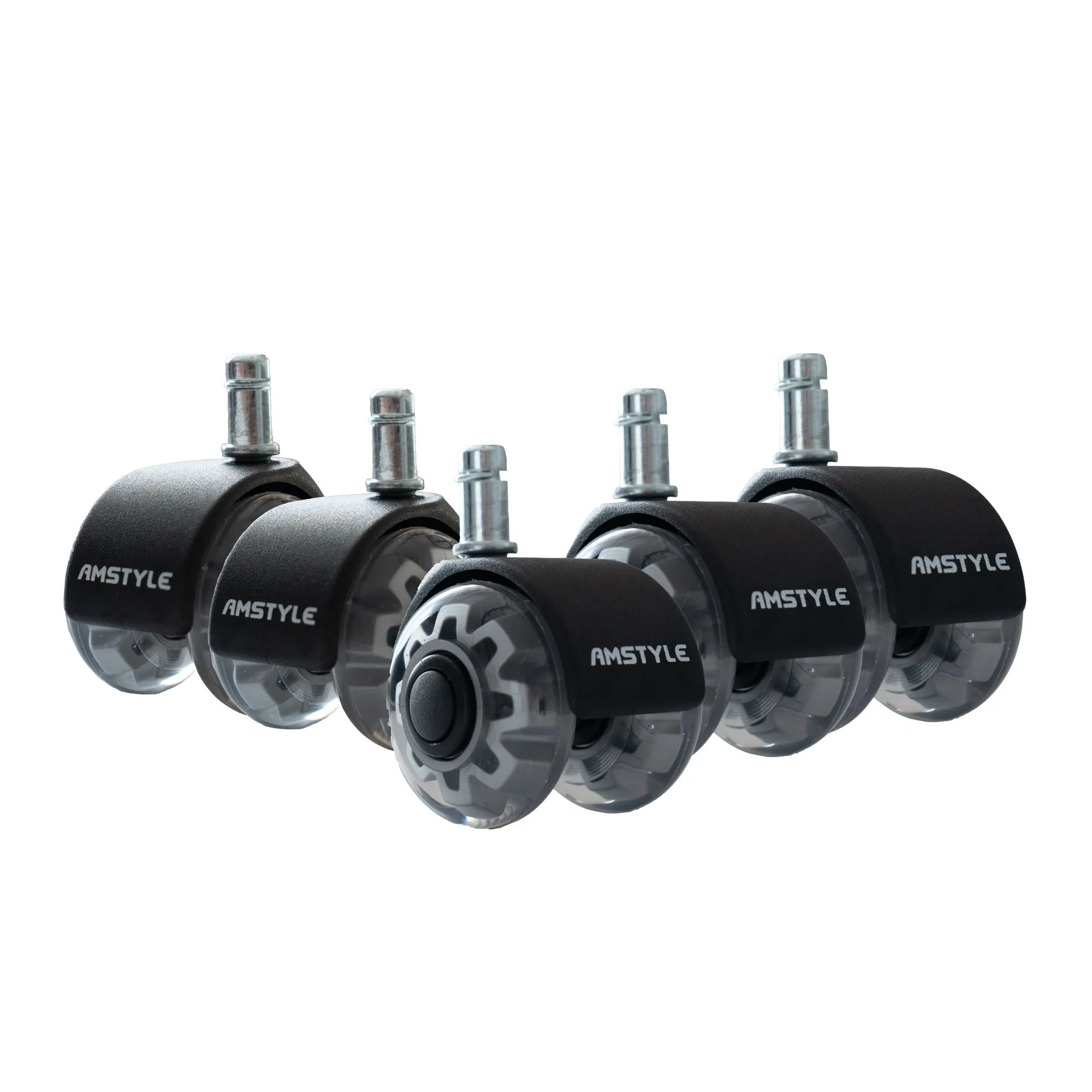 Amstyle 5er Set leichtgängige Universal-Schwerlastrollen für Bürostuhl 11 mm Stift / Durchmesser 50 mm