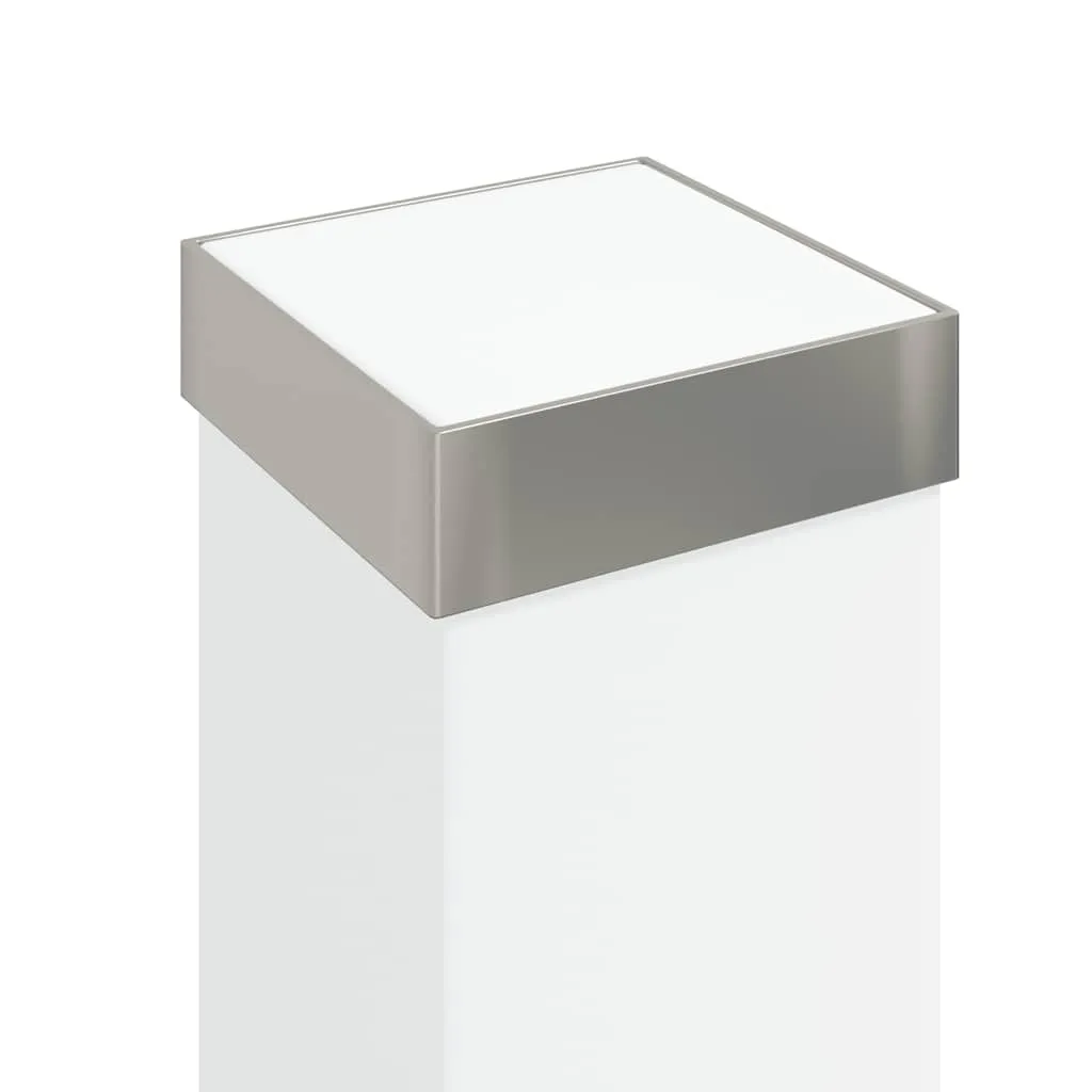 Silberne Edelstahl Pollerleuchte 10x10x110 cm mit Steckdose und IP44