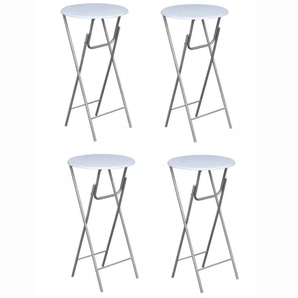 4er Set Stehtische 60x60x112 cm Weiß mit MDF-Tischplatte und Stahlbeinen