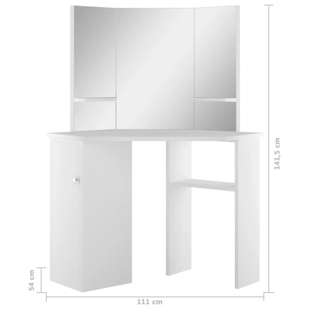 Eleganter weißer Schminktisch 111 x 54 x 141,5 cm aus MDF