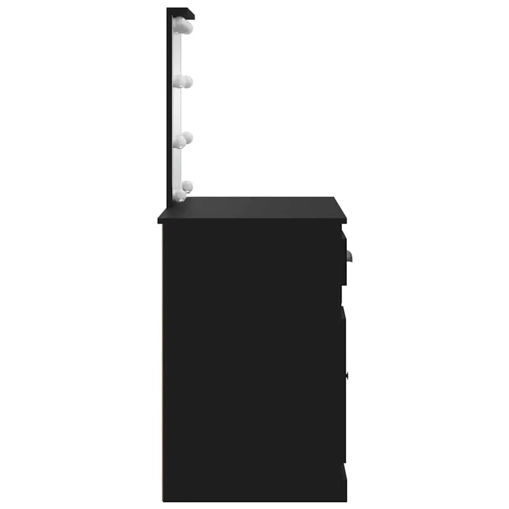 Schminktisch mit Spiegel und LED-Beleuchtung 90x42x132,5 cm Schwarz