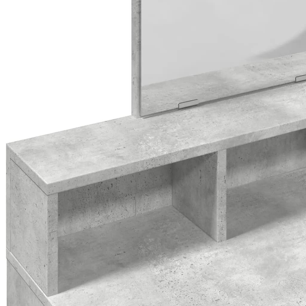 Schminktisch Betongrau 80 x 41 x 144,5 cm aus Holzwerkstoff und Glas