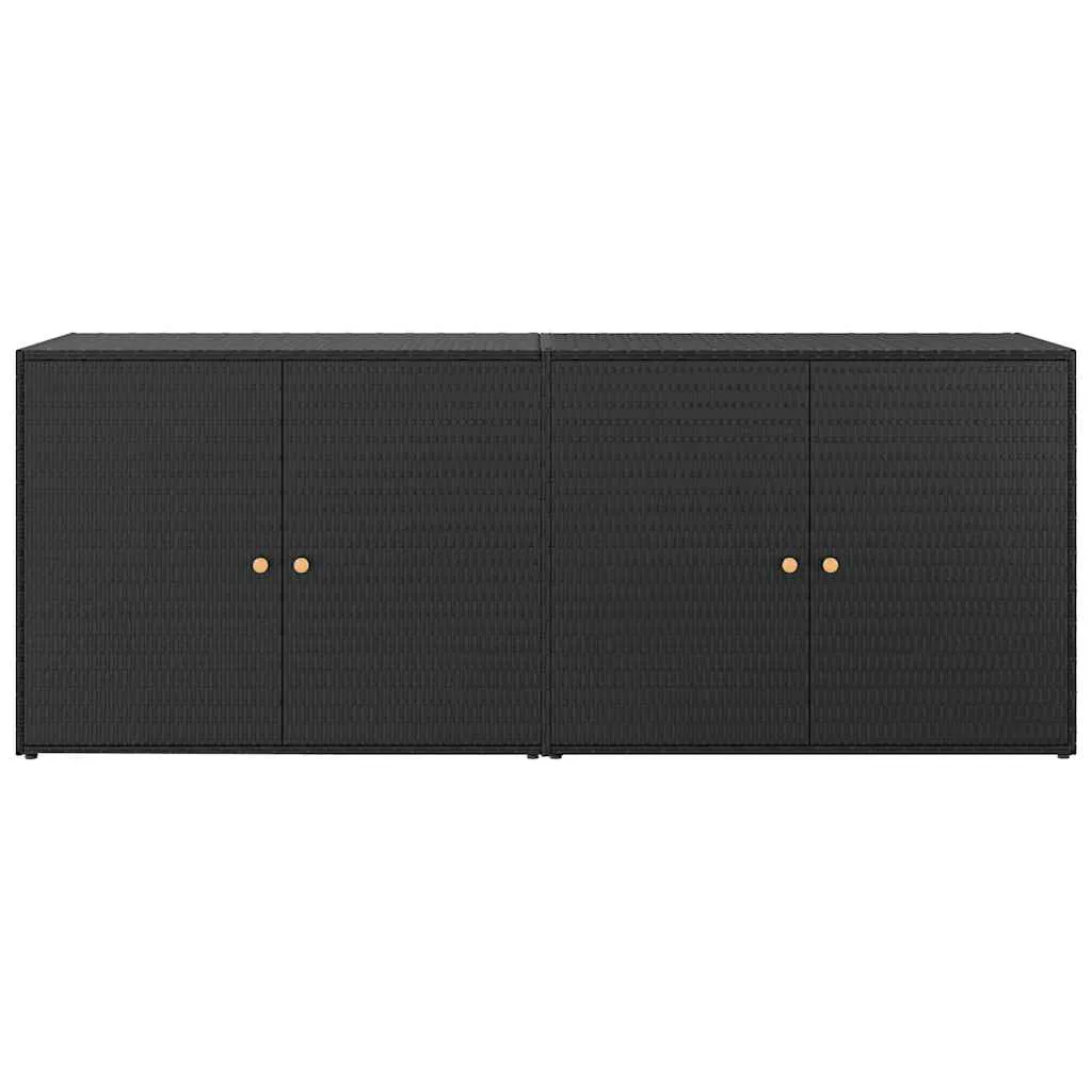 Gartenschrank Schwarz 198 x 55,5 x 80 cm Poly Rattan
