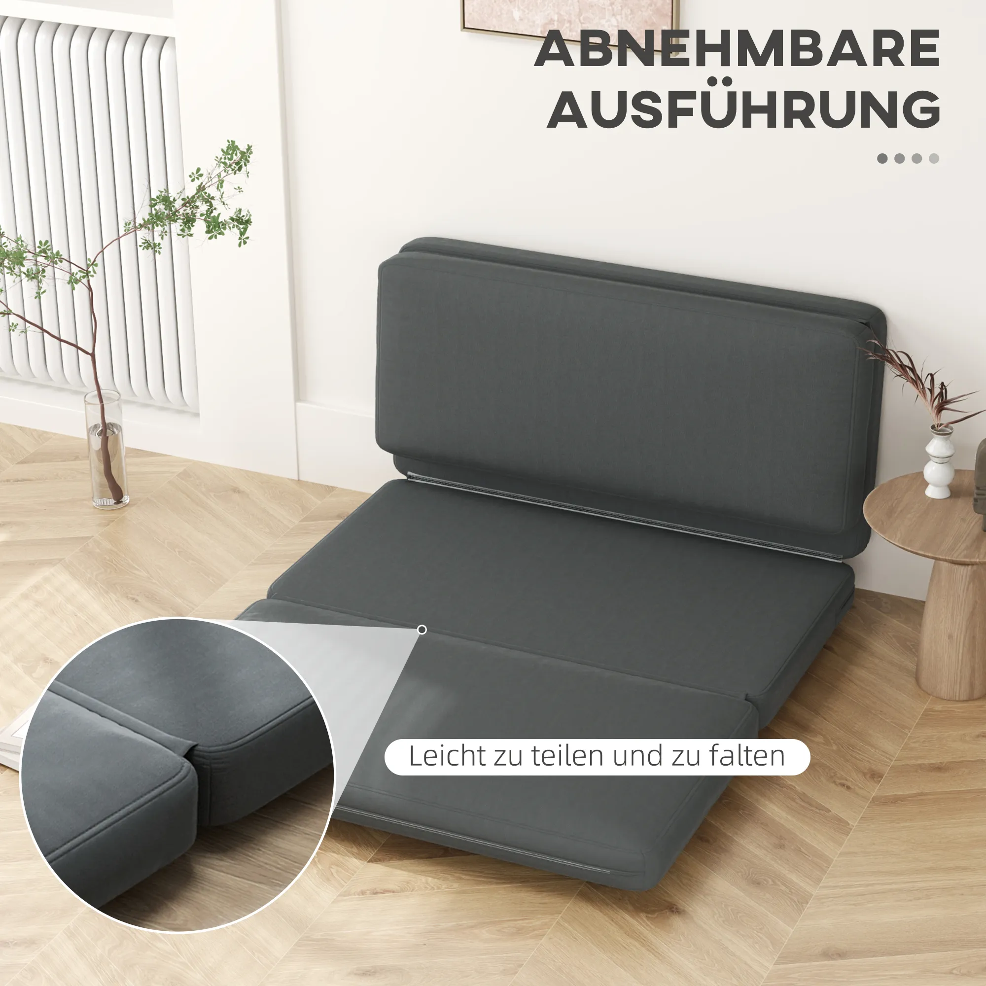 Bodensofa Dunkelgrau 138B x 90T x 70H cm