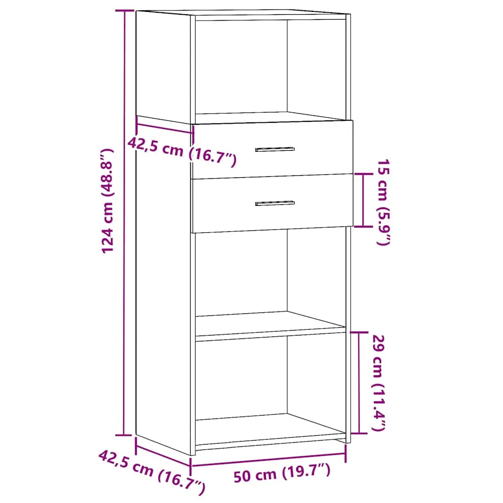 Klassisches Highboard 50 x 42,5 x 124 cm Schwarz Holzwerkstoff