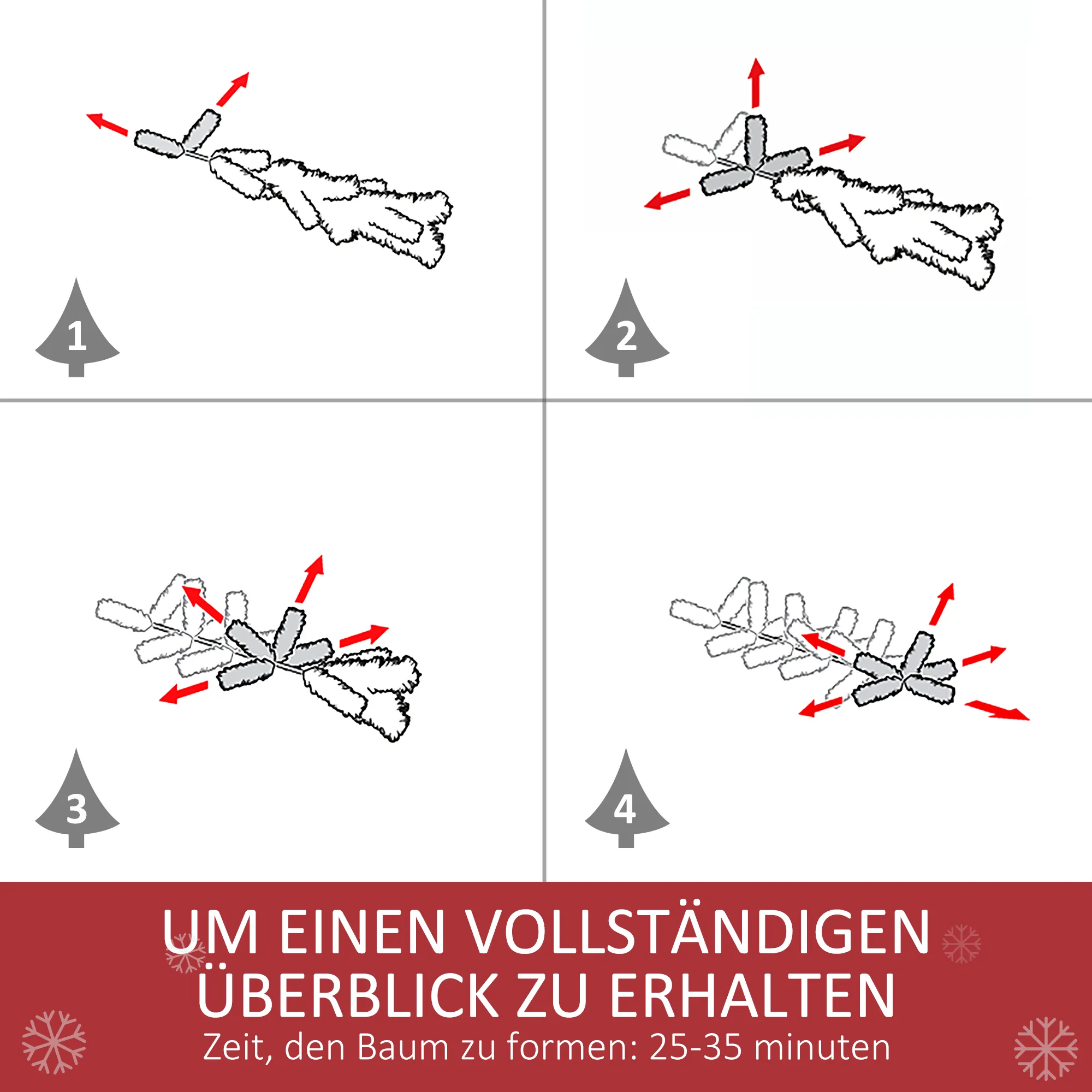 Künstlicher Weihnachtsbaum, 800 Zweige, 61 Zapfen, verschneite Spitzen, feuerfest, 180 cm
