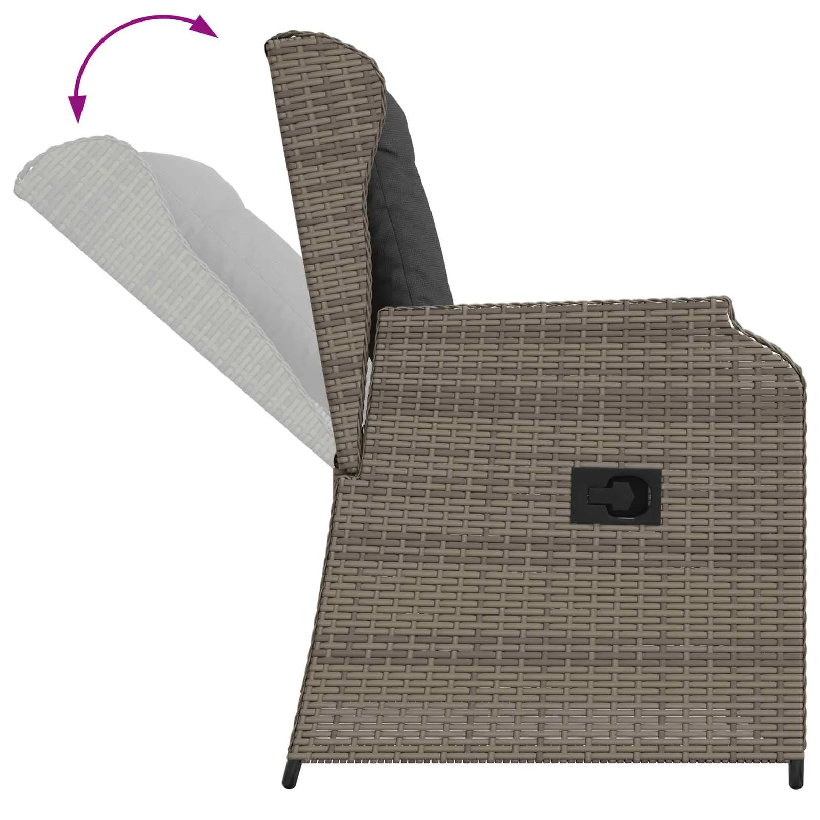 Verstellbare Gartenbank Poly-Rattan 55x67x95 cm Grau