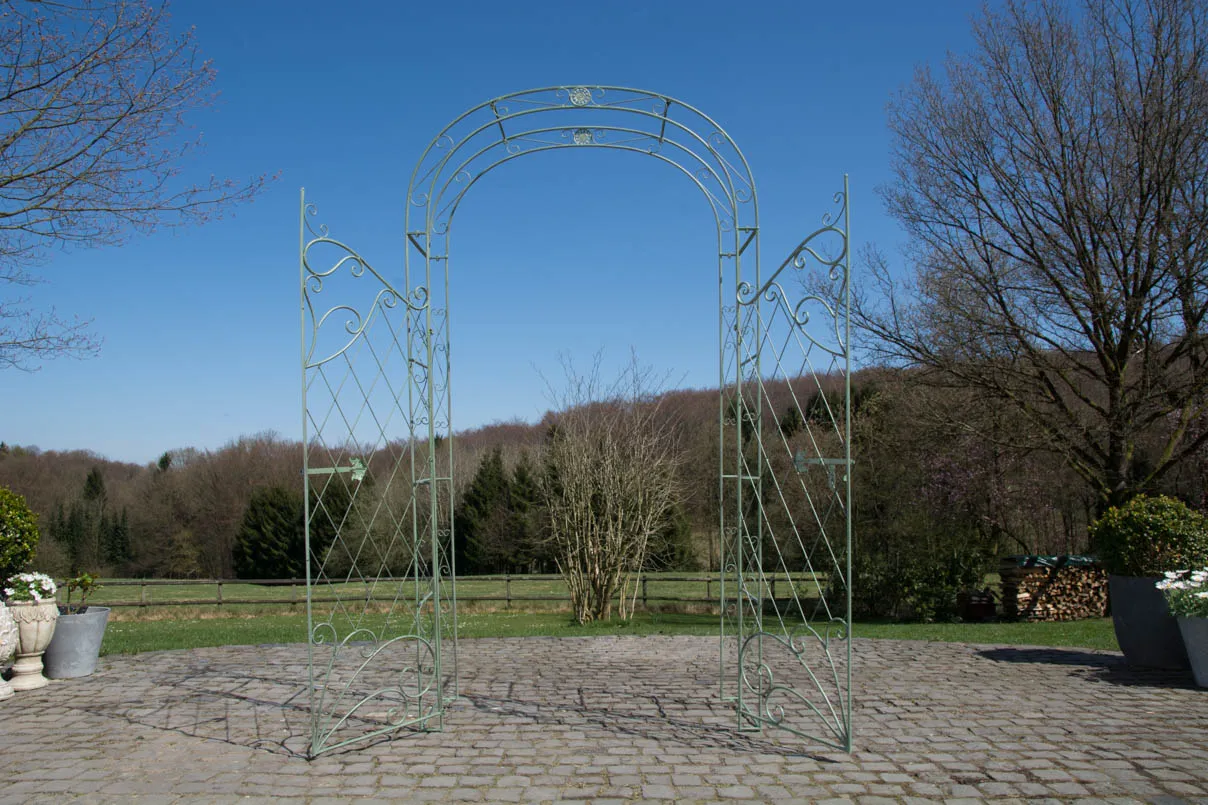Rosenbogen Melissa mit Tor 220x120x40 cm antik-grün