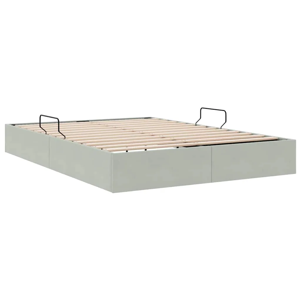 Stauraumbett 207 x 153 x 23.5 cm Hellgrau