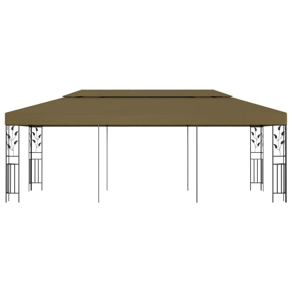 Pavillon mit Doppeldach 600x300x270 cm in Taupe und Schwarz