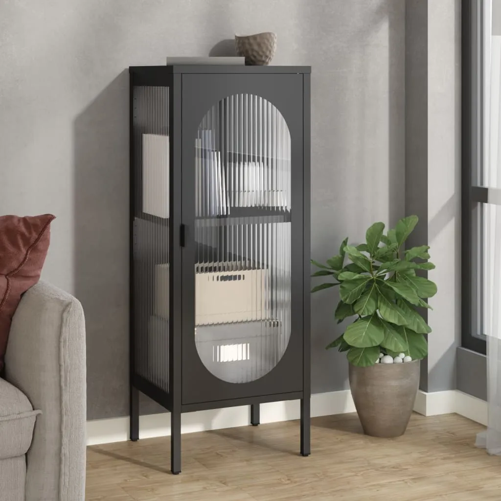 Klassisches Sideboard 40x35x105 cm Schwarz mit pulverbeschichtetem Stahl