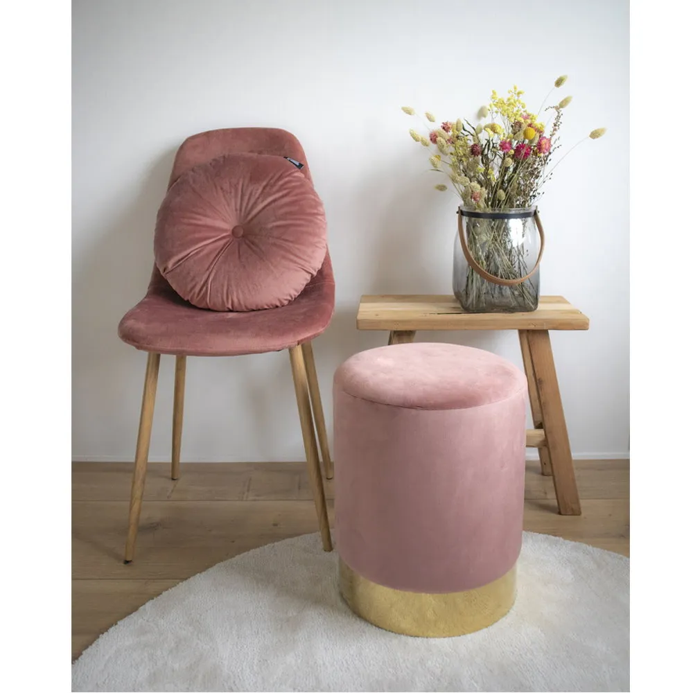 tinkaro Pouf Gamby Samt, Stahl Rosa
