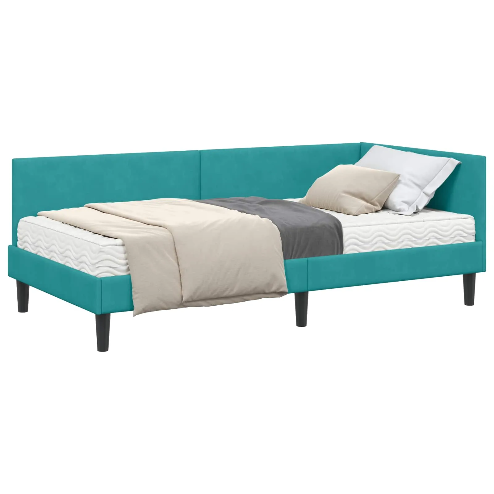 Eckbettgestell mit Matratze 194 x 94 x 72 cm Türkis