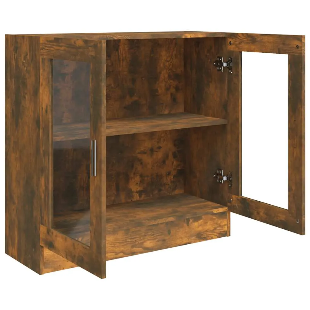 Vitrinenschrank 82,5x30,5x80 cm in Räuchereiche mit 2 Fächern und Glastüren