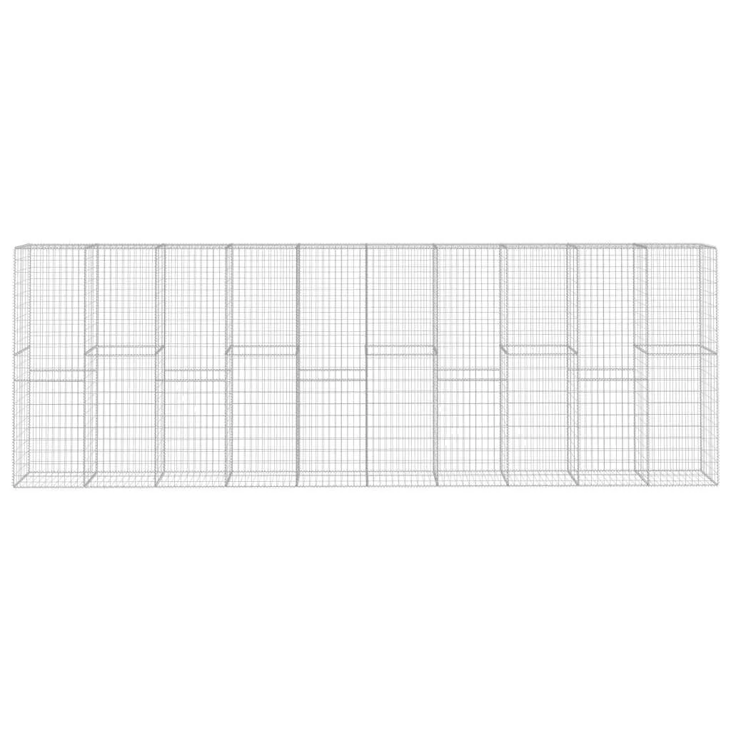 Gabionenwand 600x50x200 cm aus verzinktem Stahl in Silber