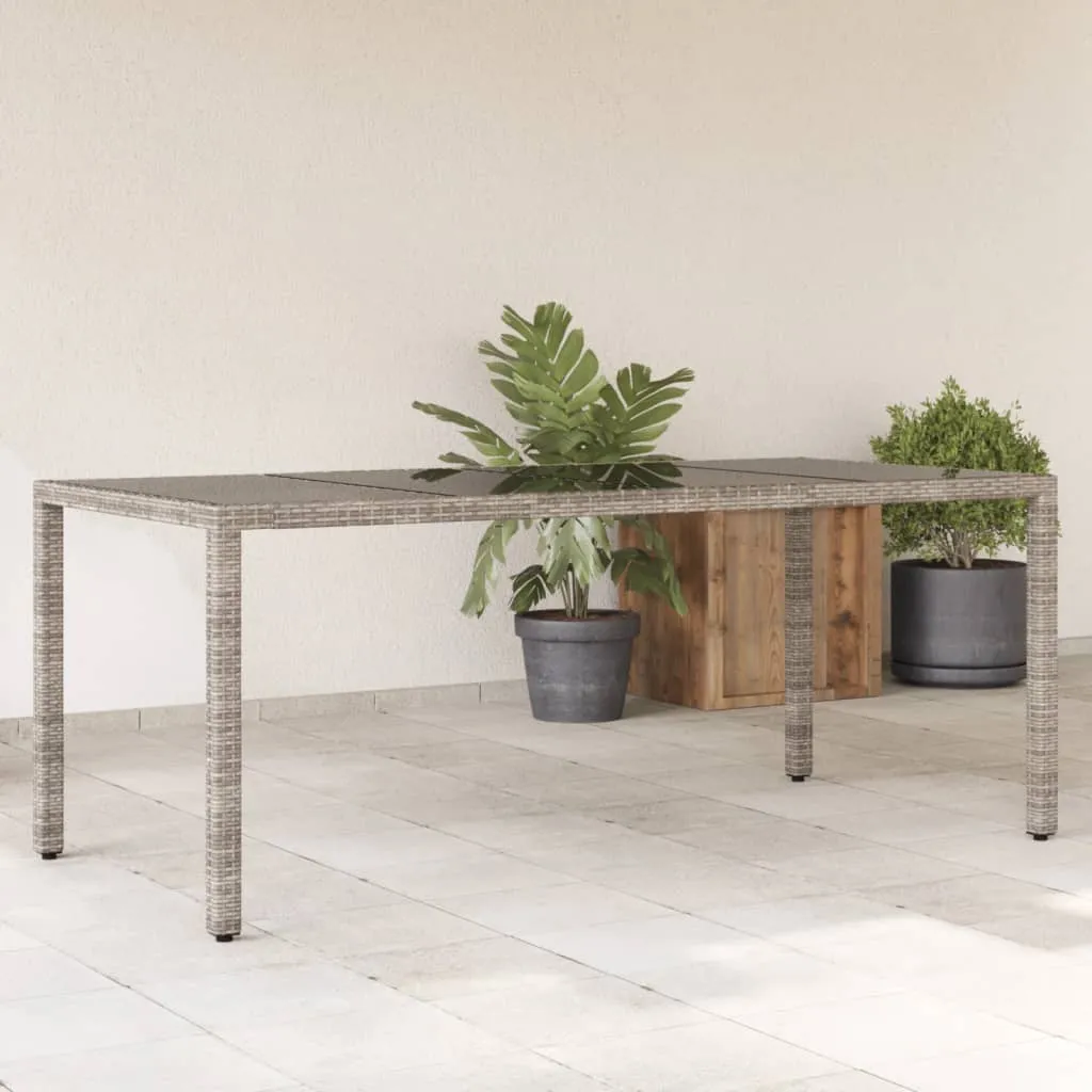 Gartentisch mit Glasplatte 190 x 90 x 75 cm Grau
