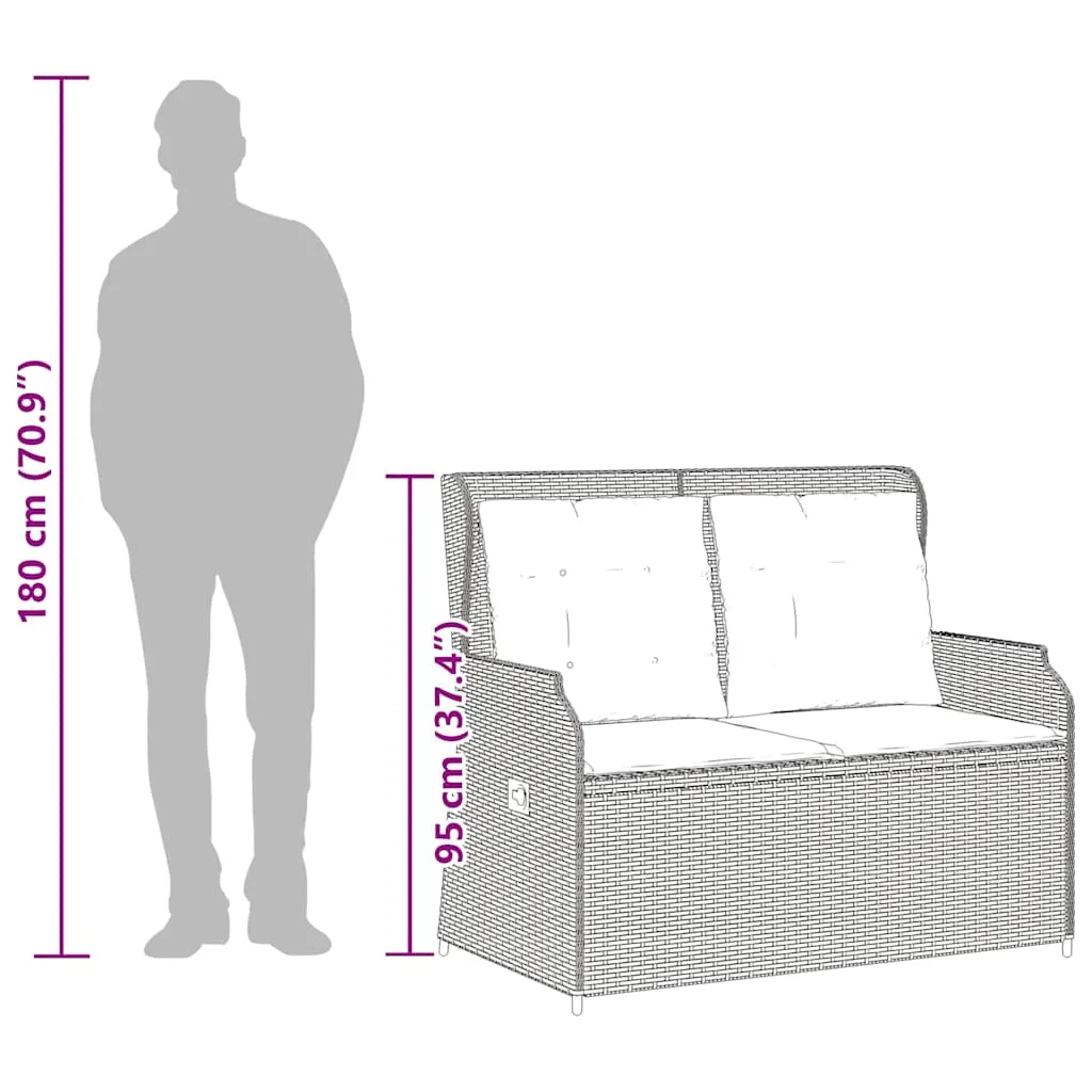 Garten-Relaxbank Hellgrau 110 x 67 x 95 cm