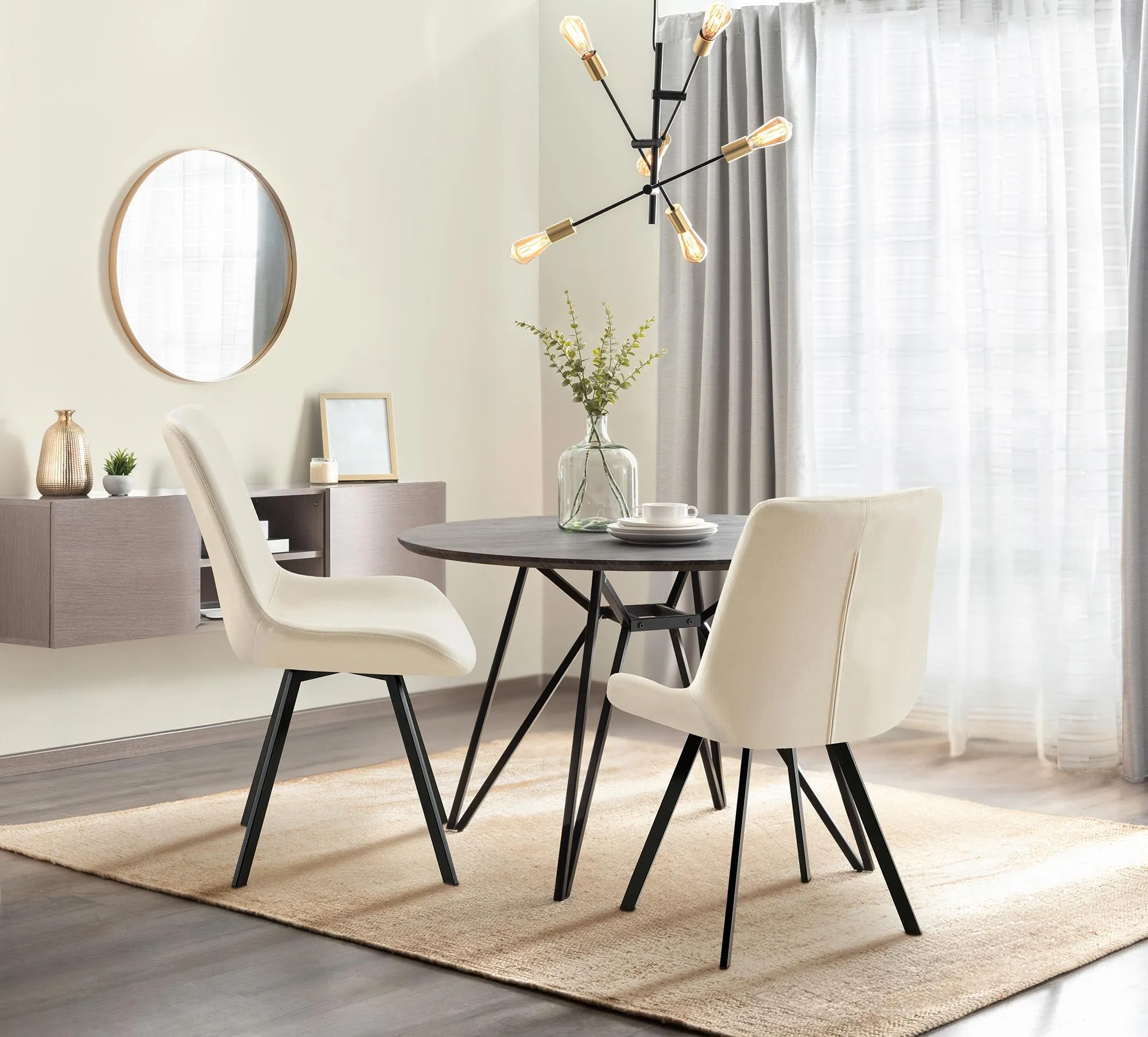Esszimmerstuhl Lewes Drehstuhl 89x53x59 cm creme