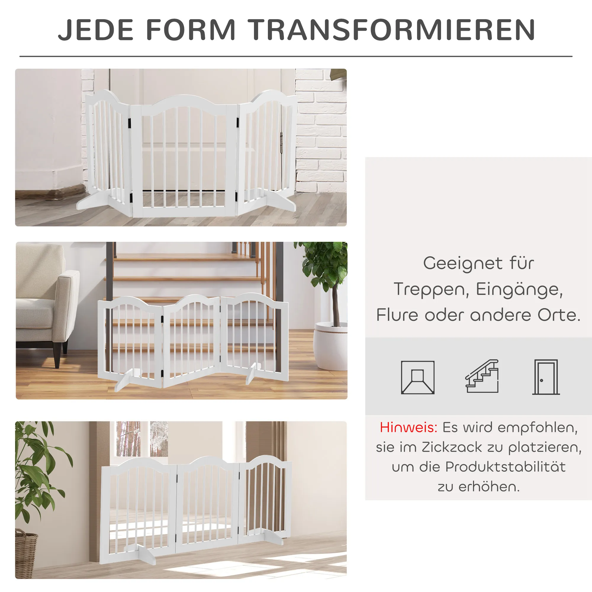 Hunde-Absperrgitter 154,5L x 29,5B x 61H cm in Weiß