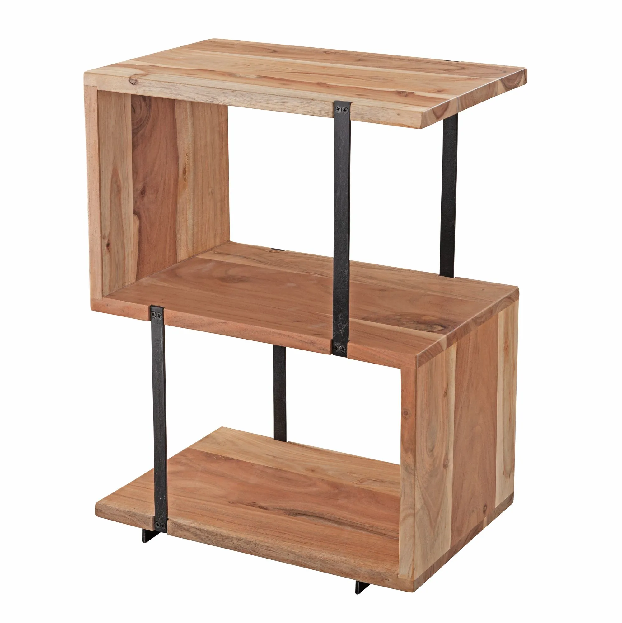 Wohnling Beistelltisch S-Form 45x60x30cm Akazie Metall Ablagetisch Wohnling Beistelltisch S-Form 45x60x30cm Akazie Metall Ablagetisch