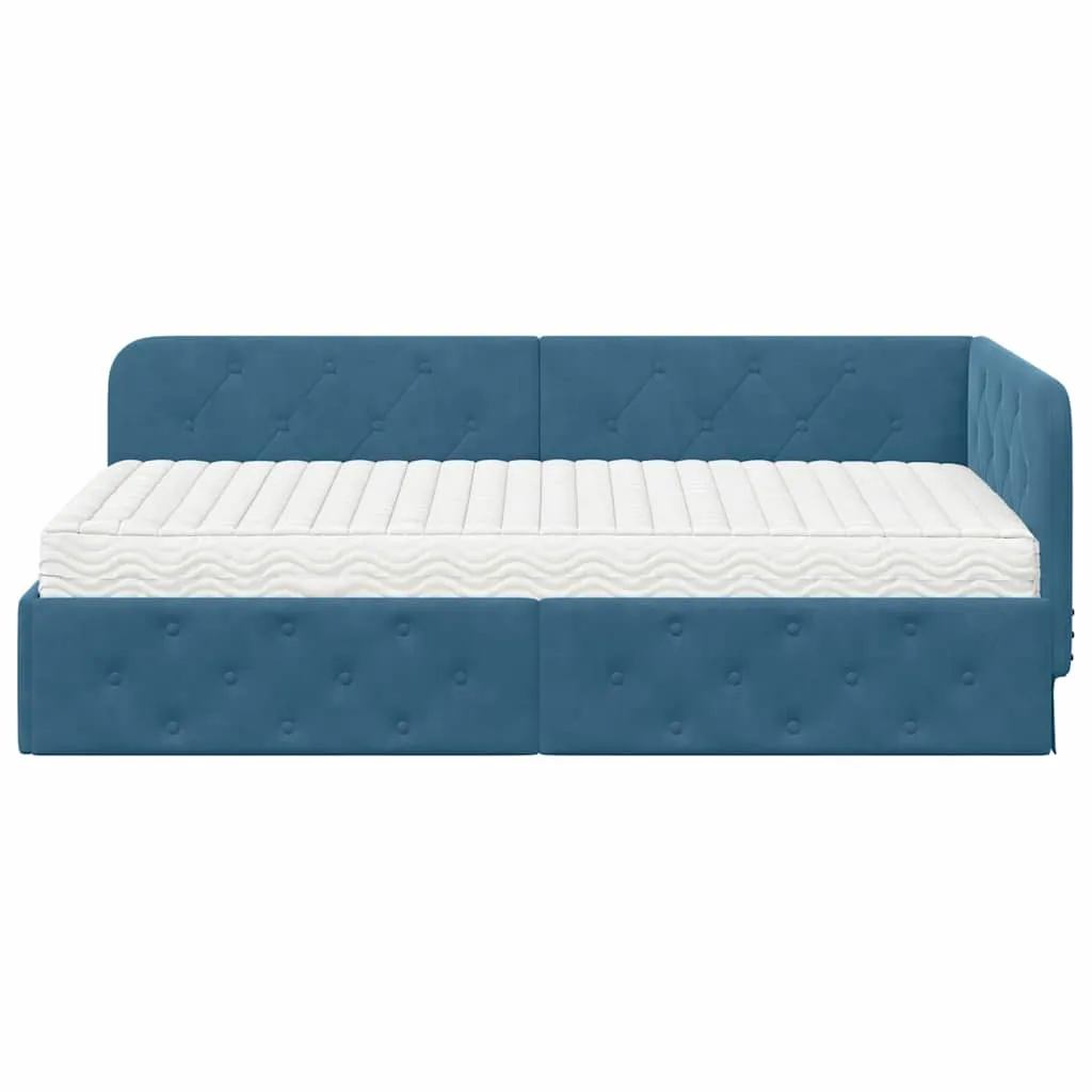 Eckbett mit Matratze 194 x 94 x 72 cm Blau