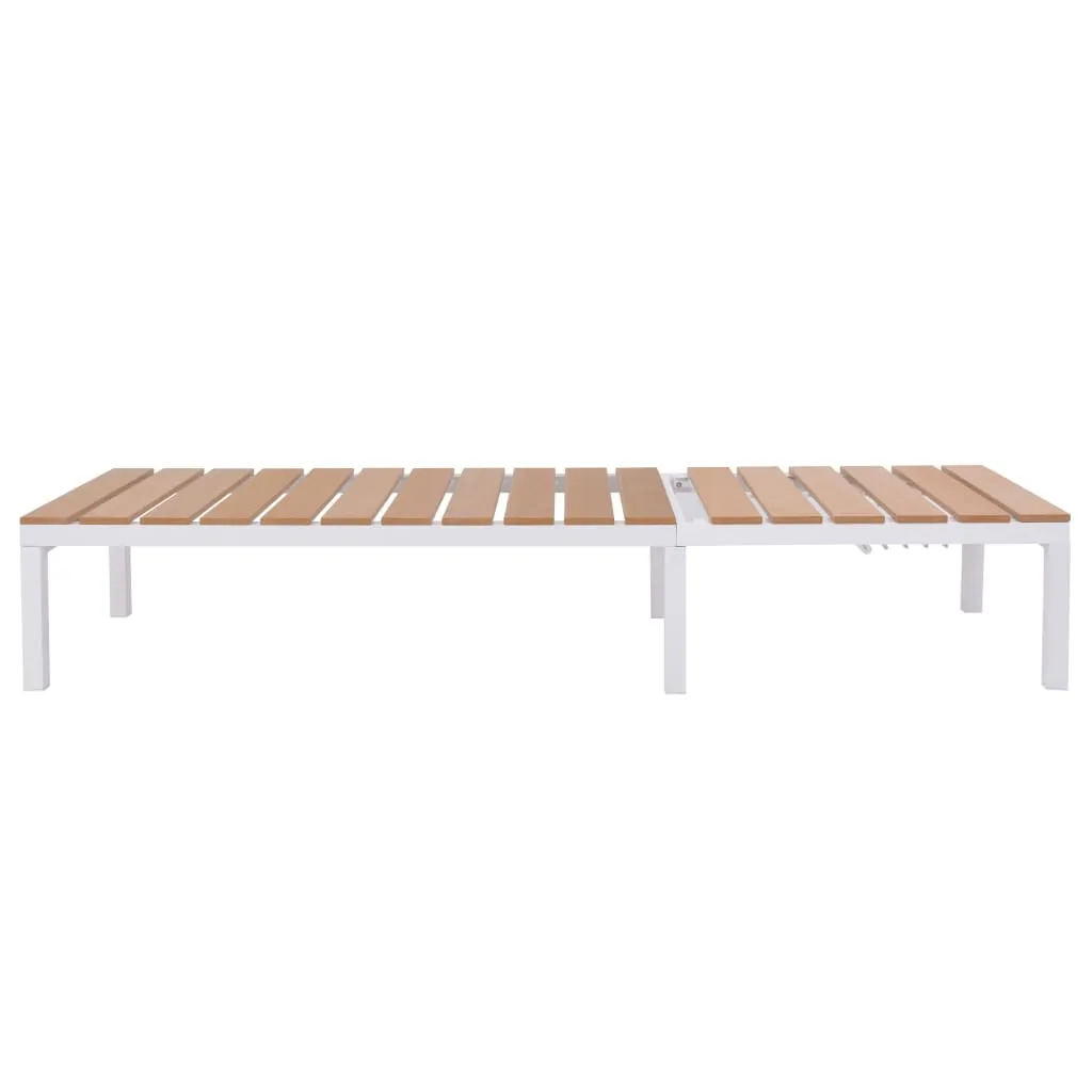 Sonnenliege Aluminium WPC 63x198x33-92 cm Weiß und Braun