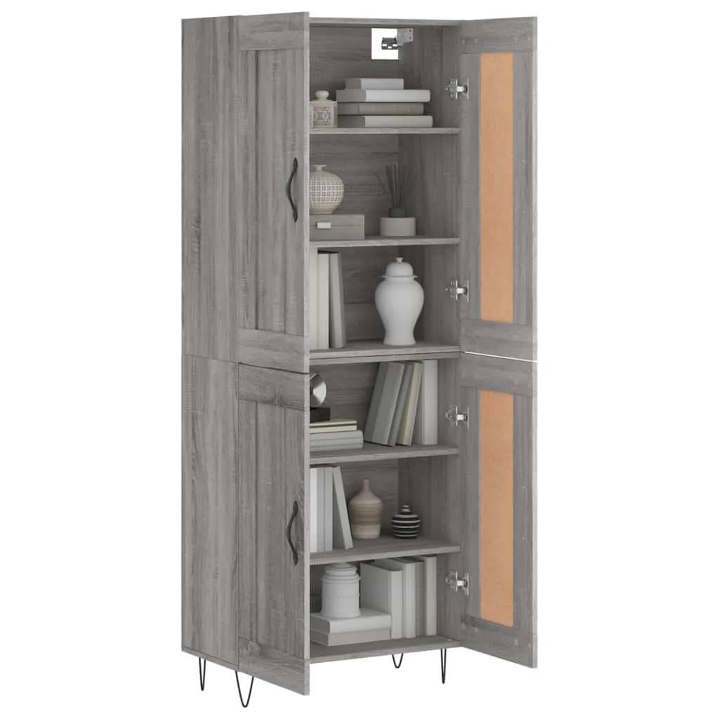 Highboard mit Sideboard Grau Sonoma 69,5 x 34 x 180 cm