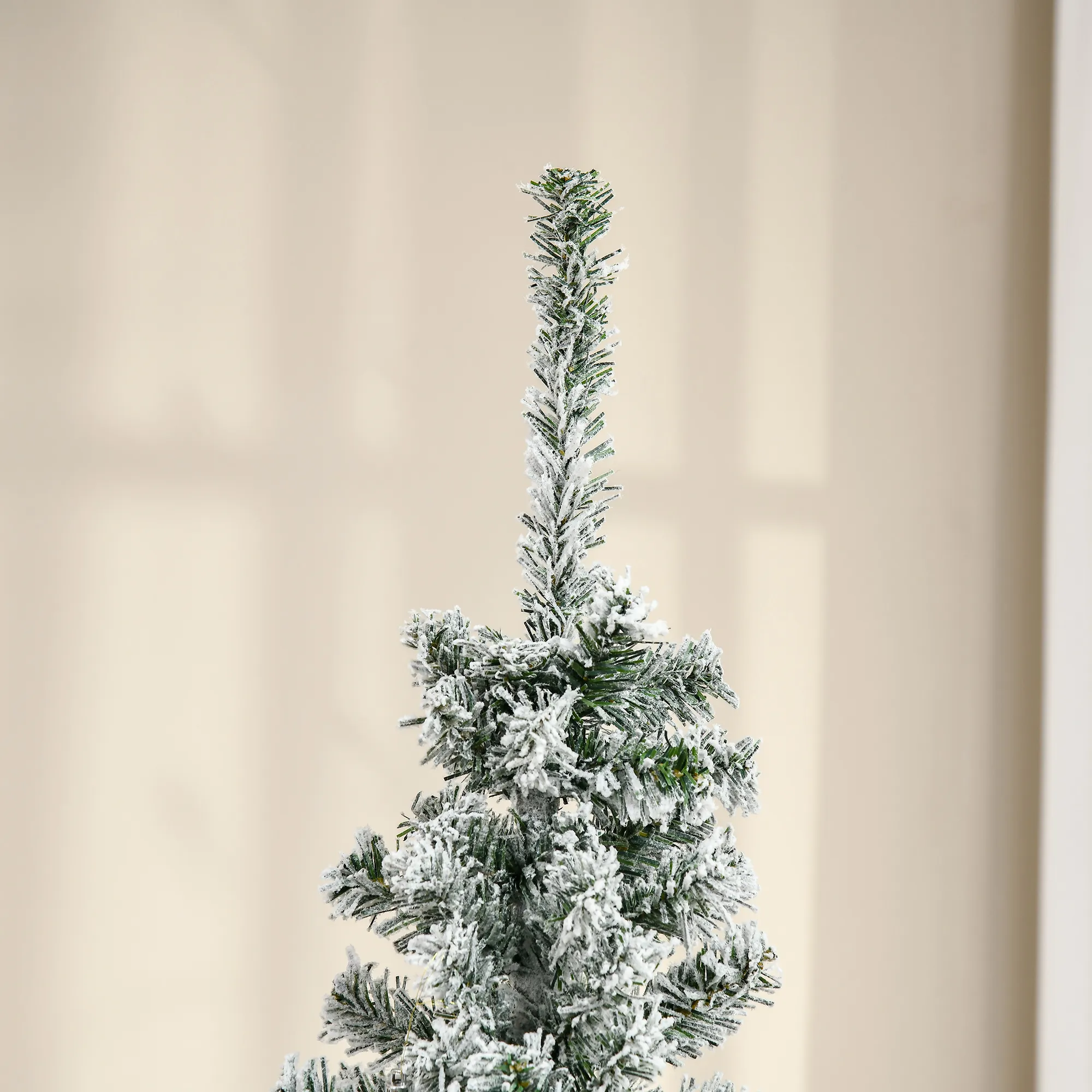 Künstlicher Weihnachtsbaum 180 cm Bleistift Kiefernbaum mit Schnee, 492 Spitzen für drinnen