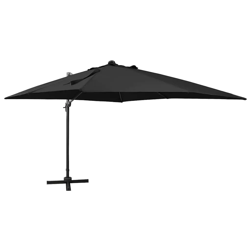 Eleganter Ampelschirm Schwarz 300 x 300 x 258 cm mit LED-Beleuchtung