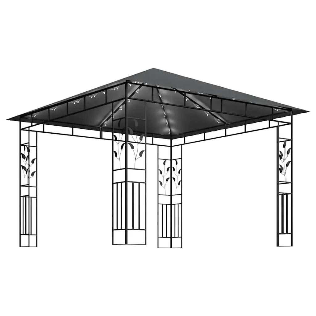 Pavillon 3x3 m Anthrazit mit Metallrahmen und Stoff-Sonnendach