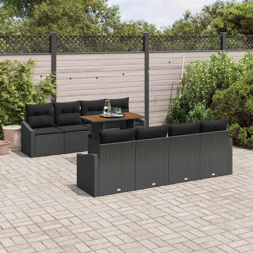 Poly-Rattan-Esszimmer-Set 100x55x73 cm in Schwarz und Braun
