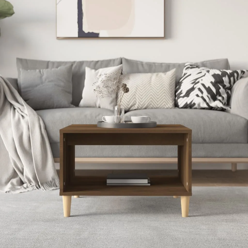 Moderner Couchtisch 60 x 50 x 40 cm Braun Eichen-Optik aus Holzwerkstoff und Massivholz