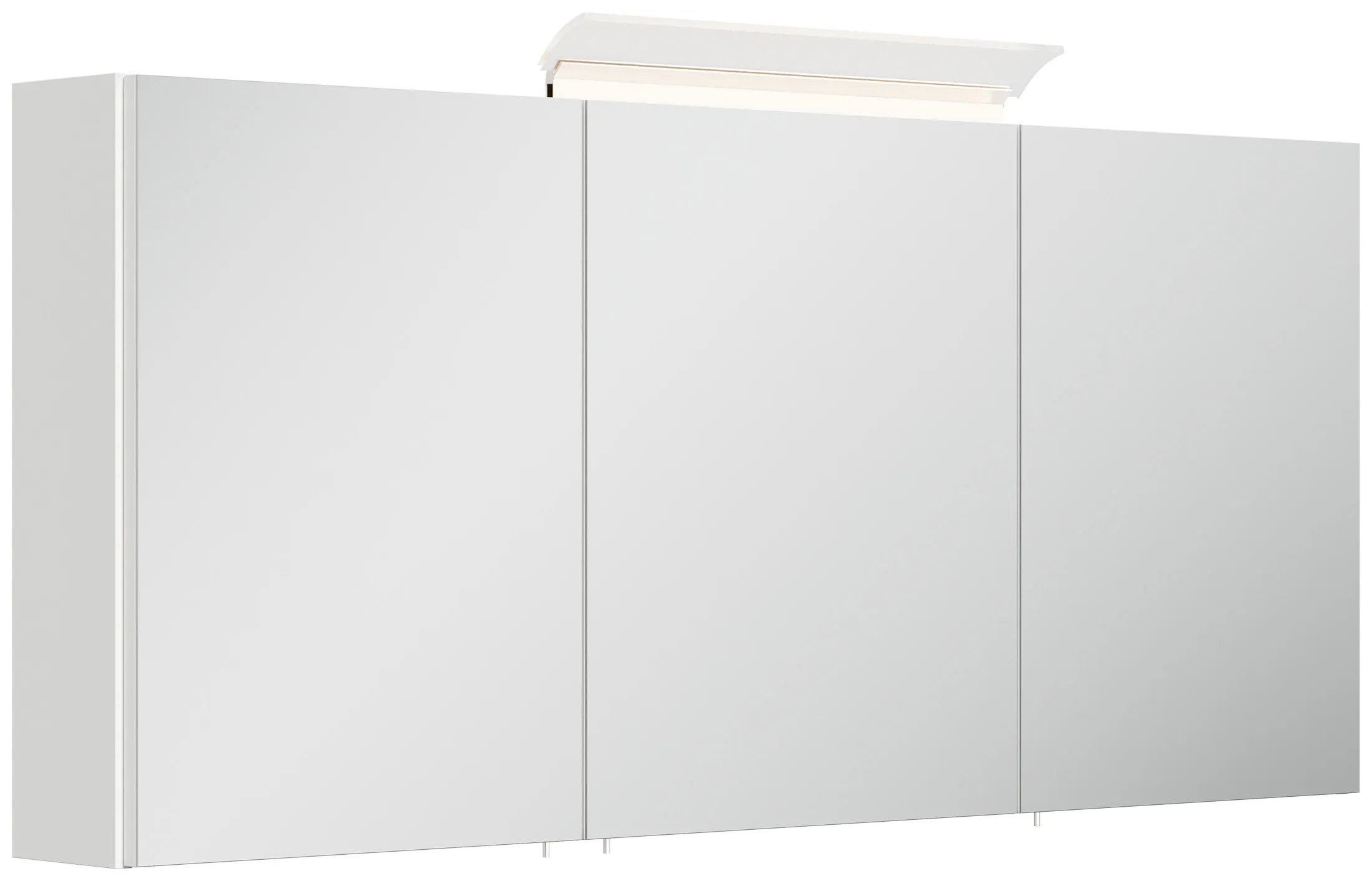 Spiegelschrank 140cm inkl. Design LED-Lampe und Glasböden weiss hochglanz