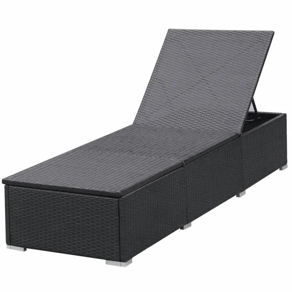 Poly-Rattan Sonnenliege 195x60x31 cm Schwarz und Cremeweiß