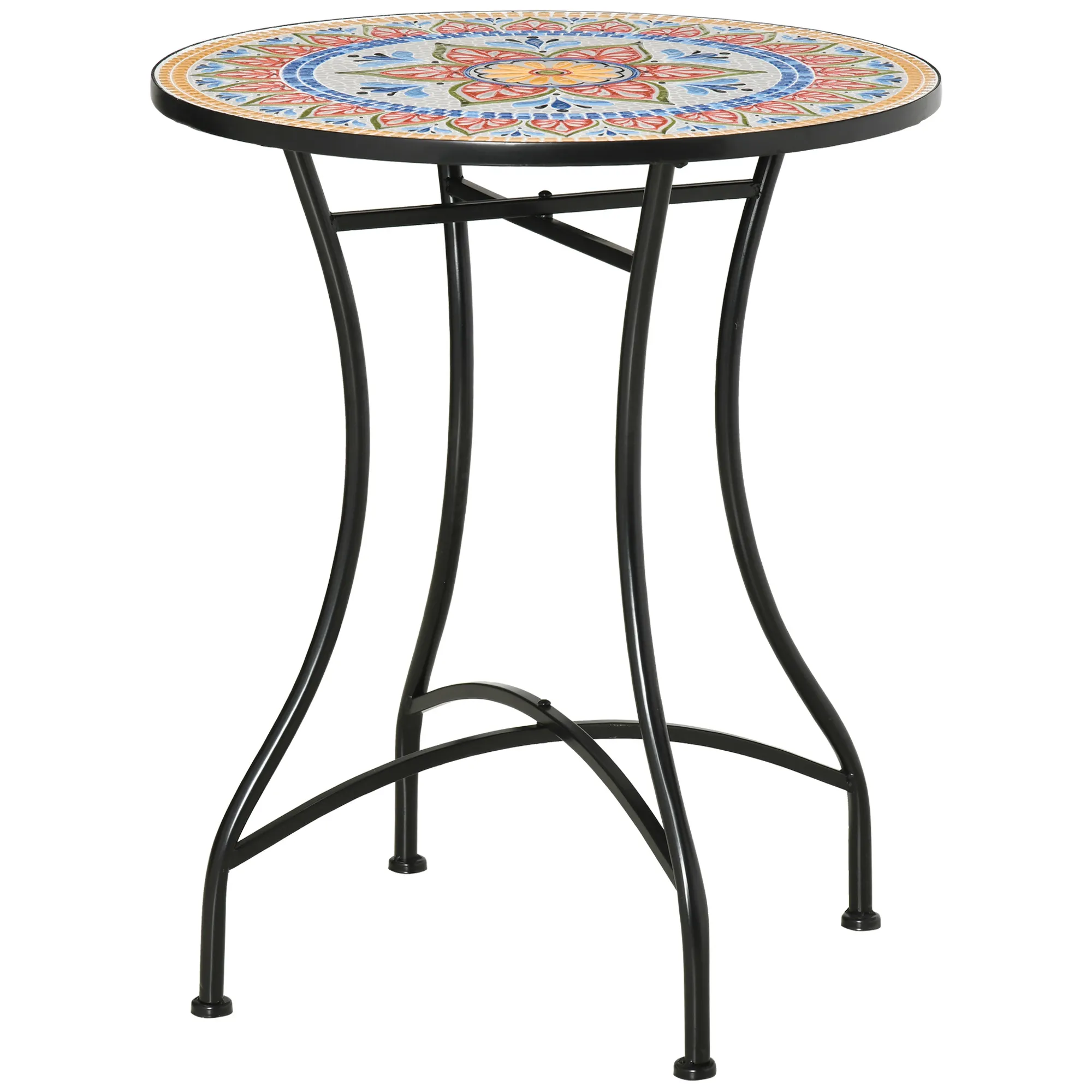 Eleganter Gartentisch Ø60 x 71H cm in Rot, Blau, Weiß und Schwarz