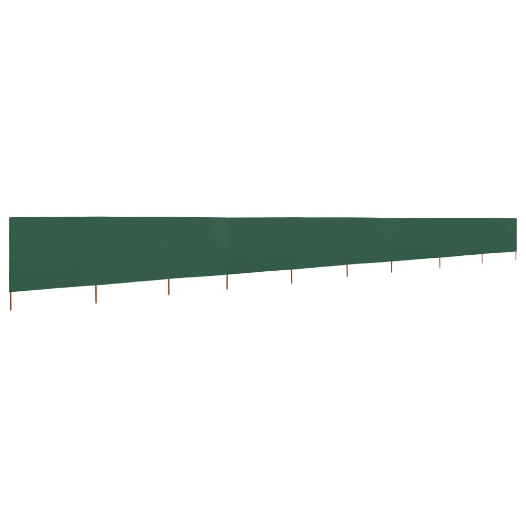 9-teiliger faltbarer Windschutz 1200 x 80 cm Grün mit Massivholzpfählen