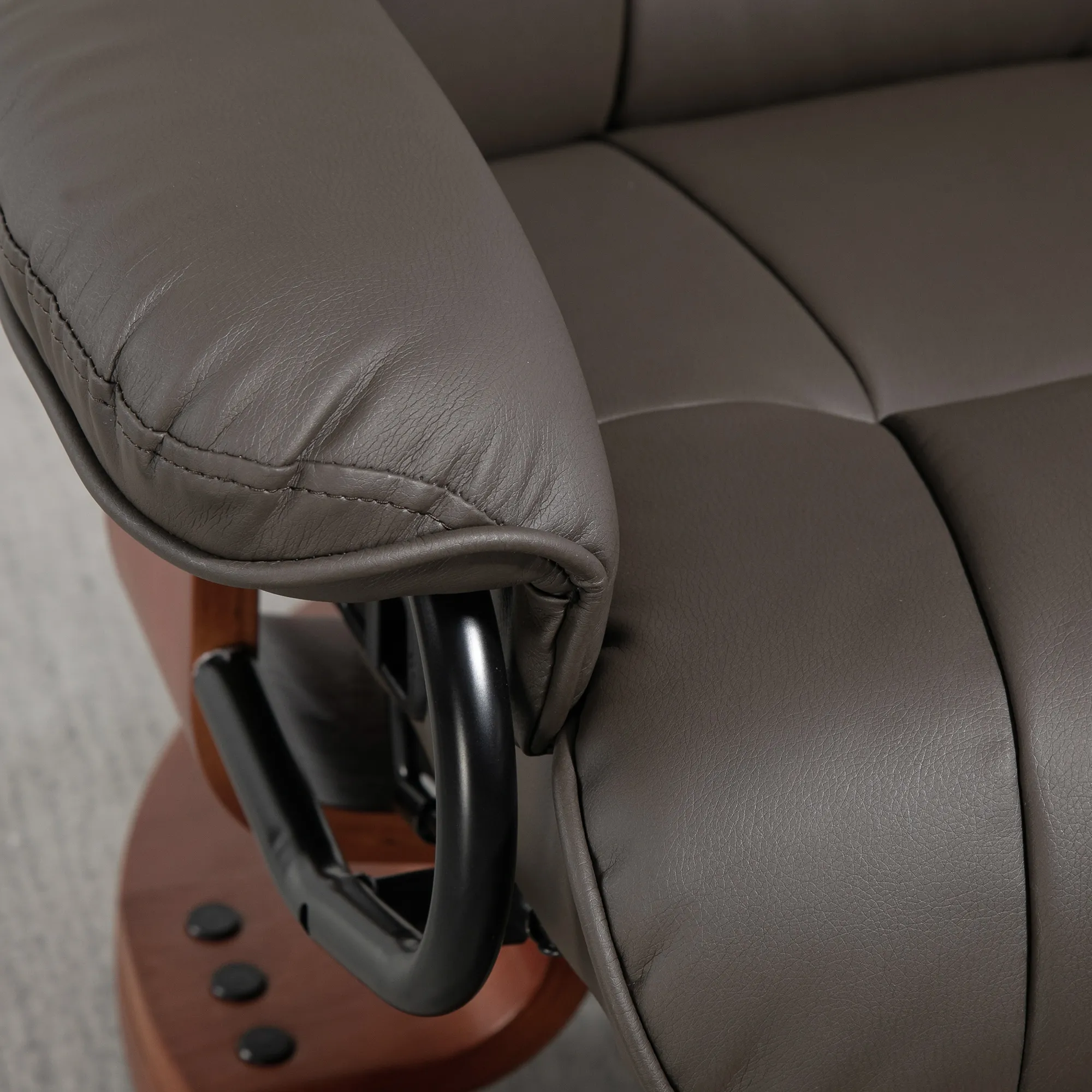 Relaxsessel mit Liegefunktion, drehbar, bis 150 kg, Kunstlederbezug, Stahlrahmen, Braun