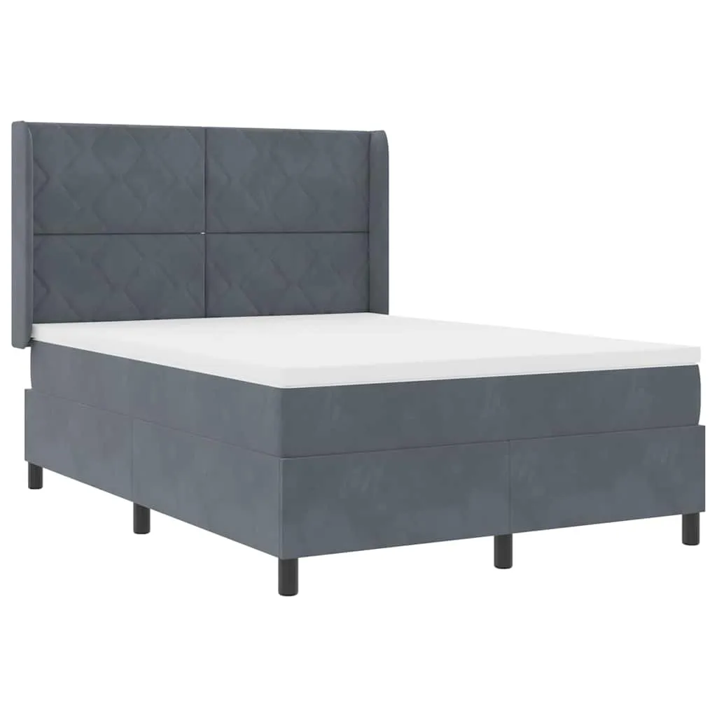 Boxspringbett Samt Dunkelgrau 140x200 cm mit verstellbarem Kopfteil
