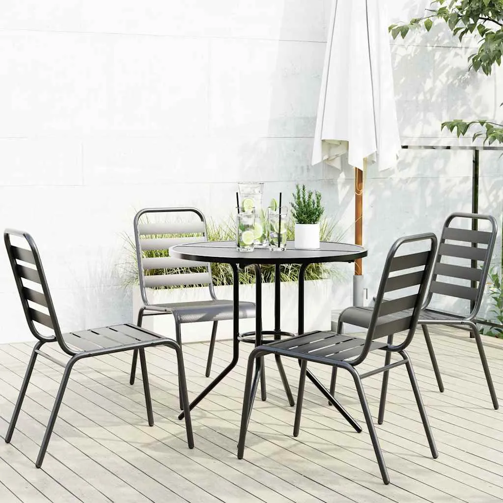 Gartenstuhl-Set Anthrazit 42x63x84 cm mit Tisch 80x72,5 cm