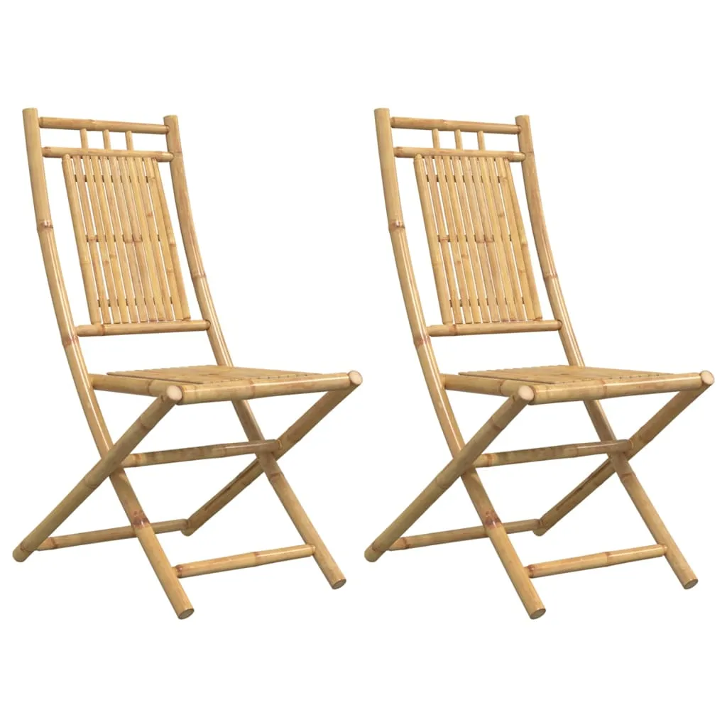 Klappstühle Bambus naturbelassen 46x66x99 cm Gartenstuhl 2er Set