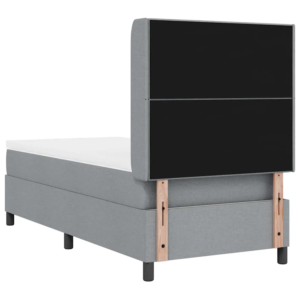 Boxspringbett LED Hellgrau 90x190 cm Massivholz & Stoff