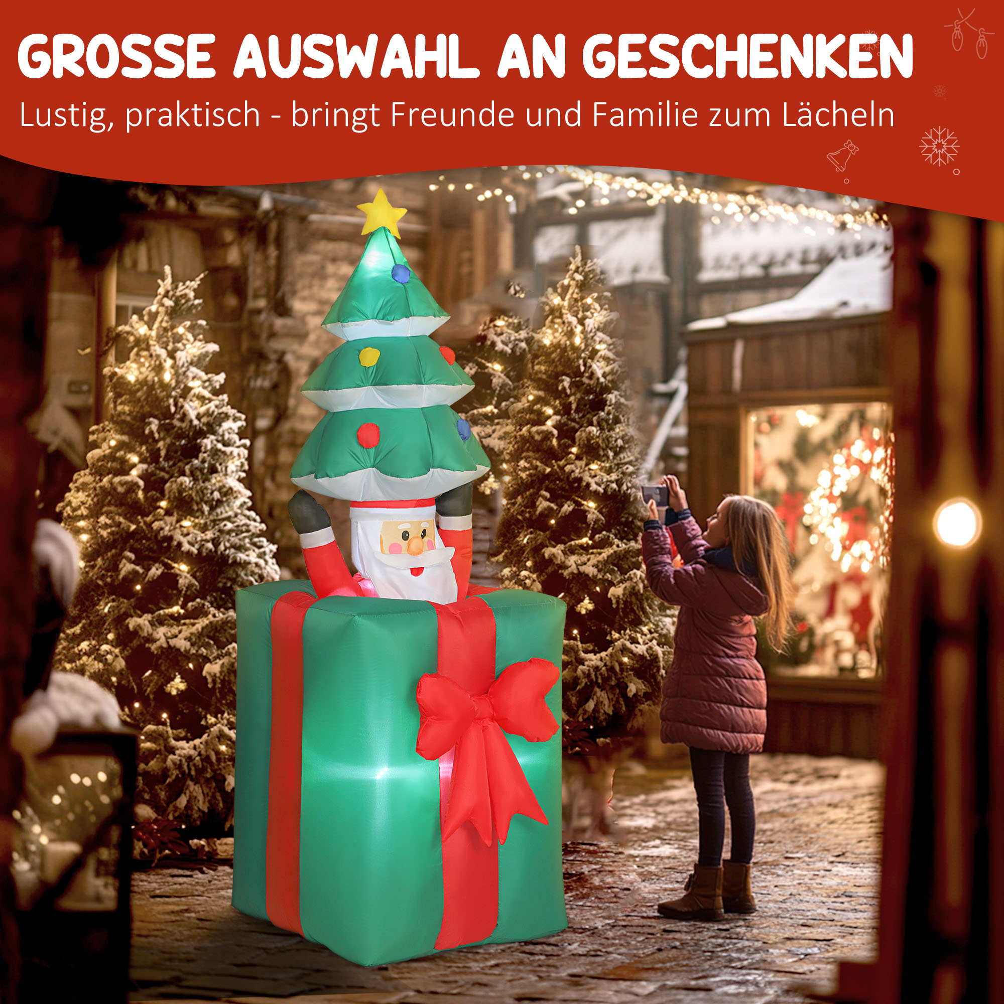 Aufblasbare Weihnachtsdekoration Weihnachtsmann LED Polyester