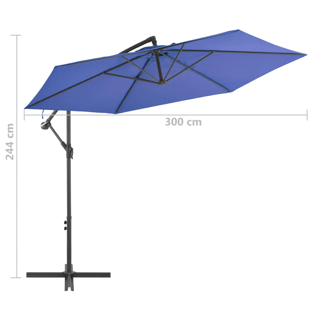 Eleganter blauer Sonnenschirm 300x244 cm mit stabilem Metallgestell