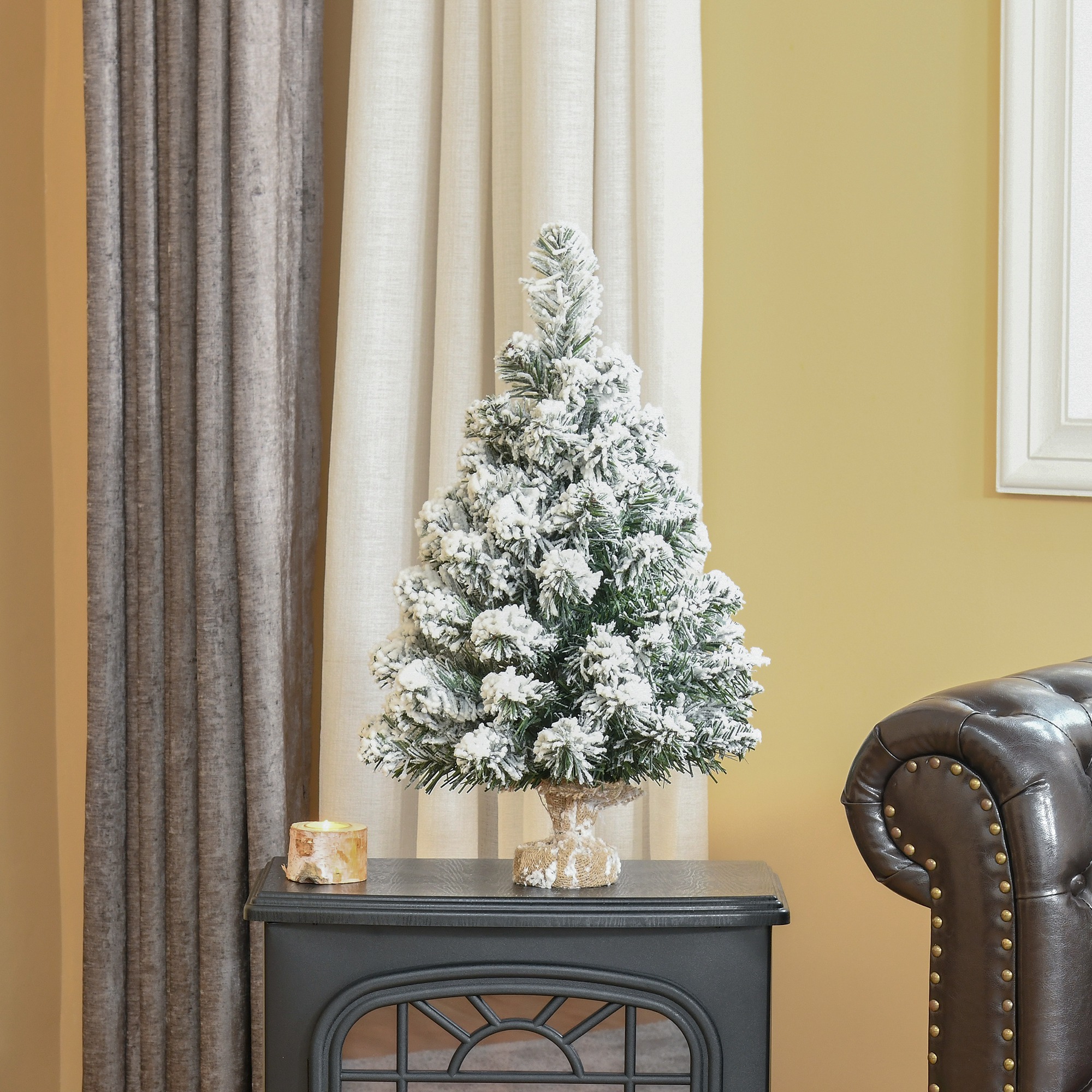 Künstlicher Weihnachtsbaum 60 cm mit Schnee-Effekt, Grün-Weiß