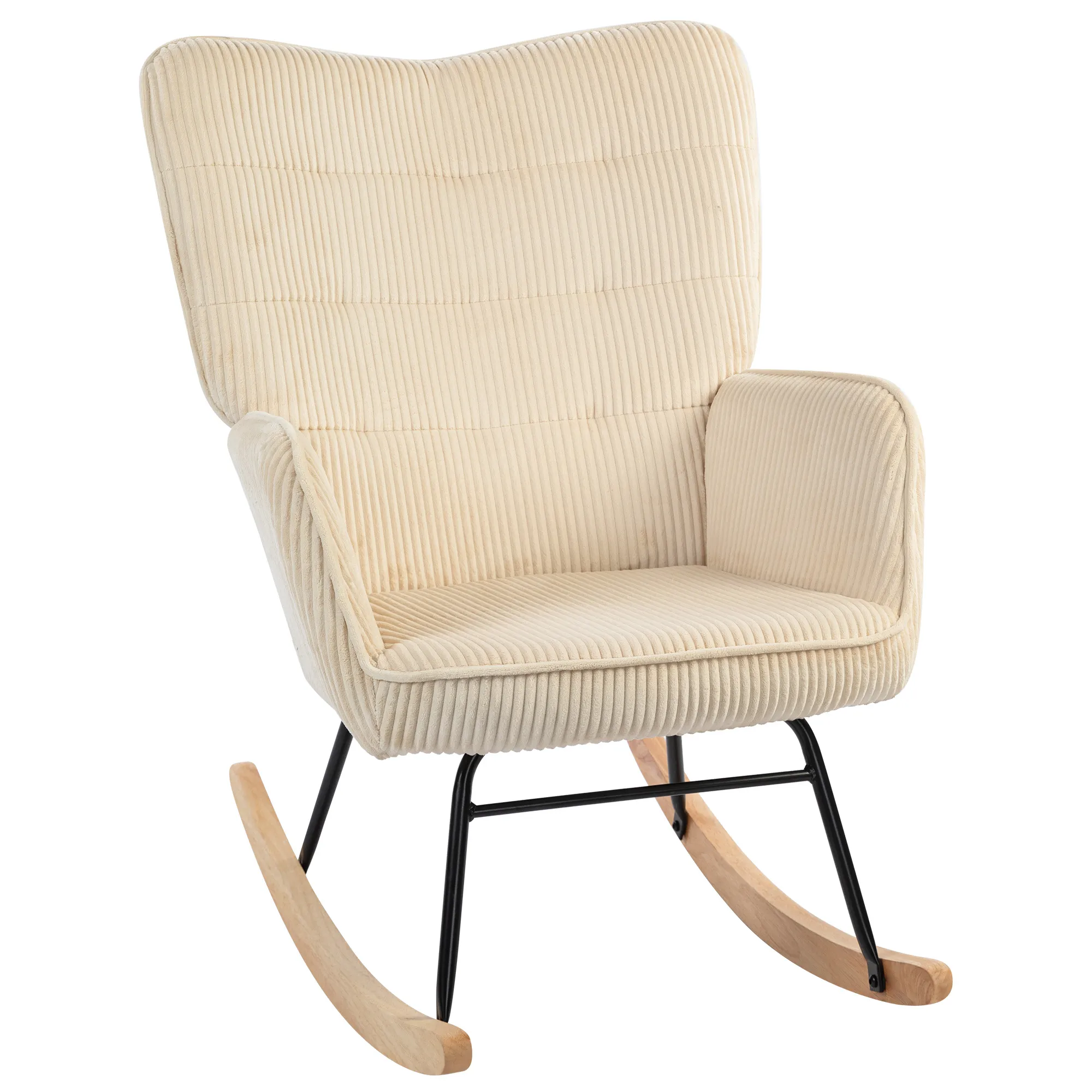Beige Schaukelstuhl 98T x 71B x 101H cm mit ergonomischer Polsterung