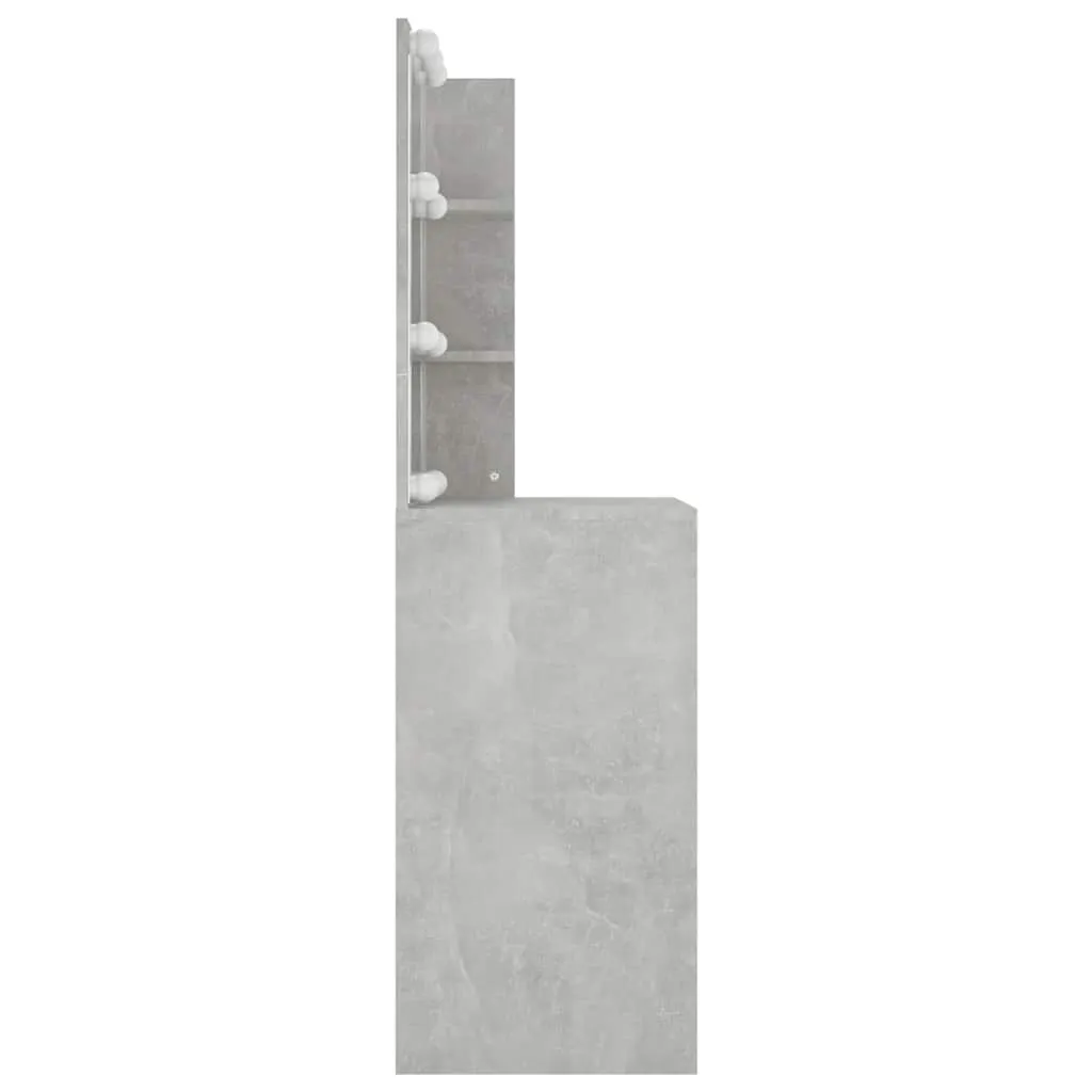 Schminktisch Betongrau 60 x 40 x 140 cm mit LED-Leuchten