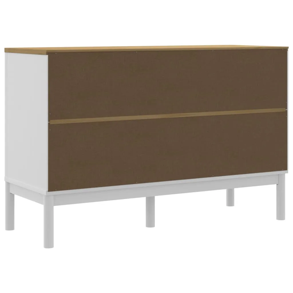 Modernes Sideboard aus massivem Kiefernholz Weiß 114x43x74 cm