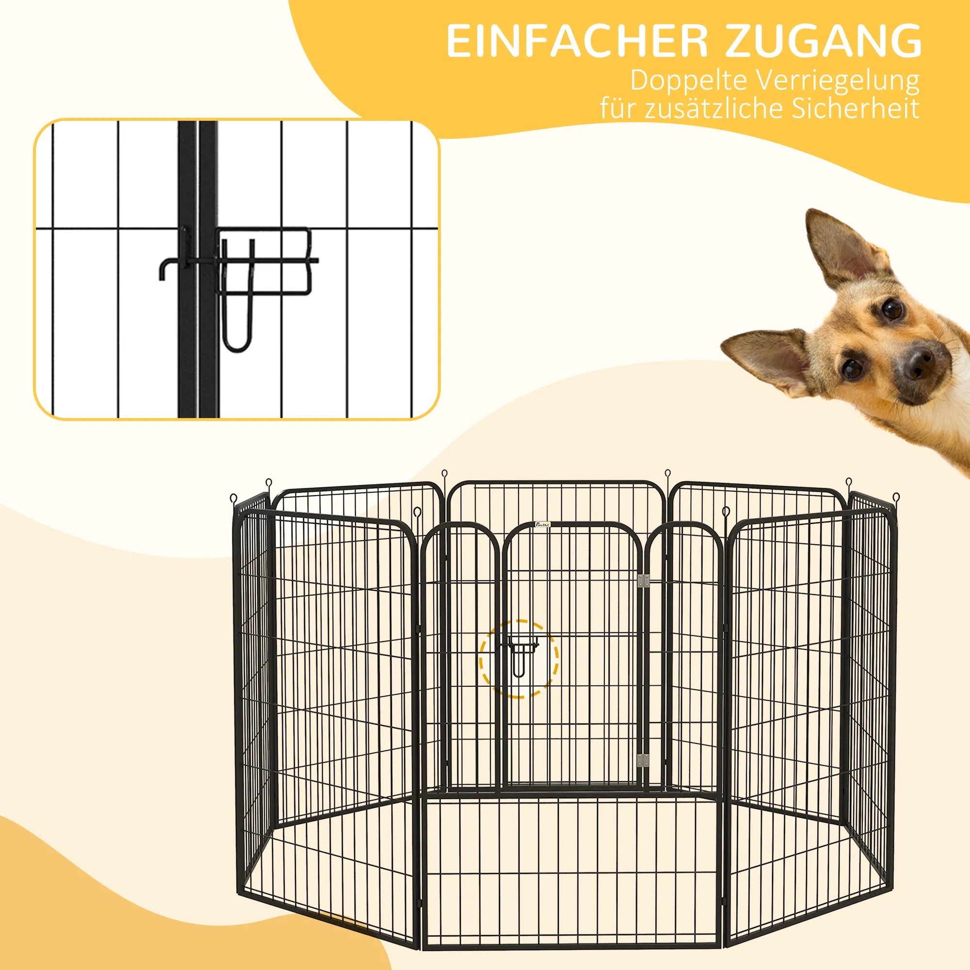 Hundelaufstall Grau 160x160x100 cm für kleine bis große Hunde