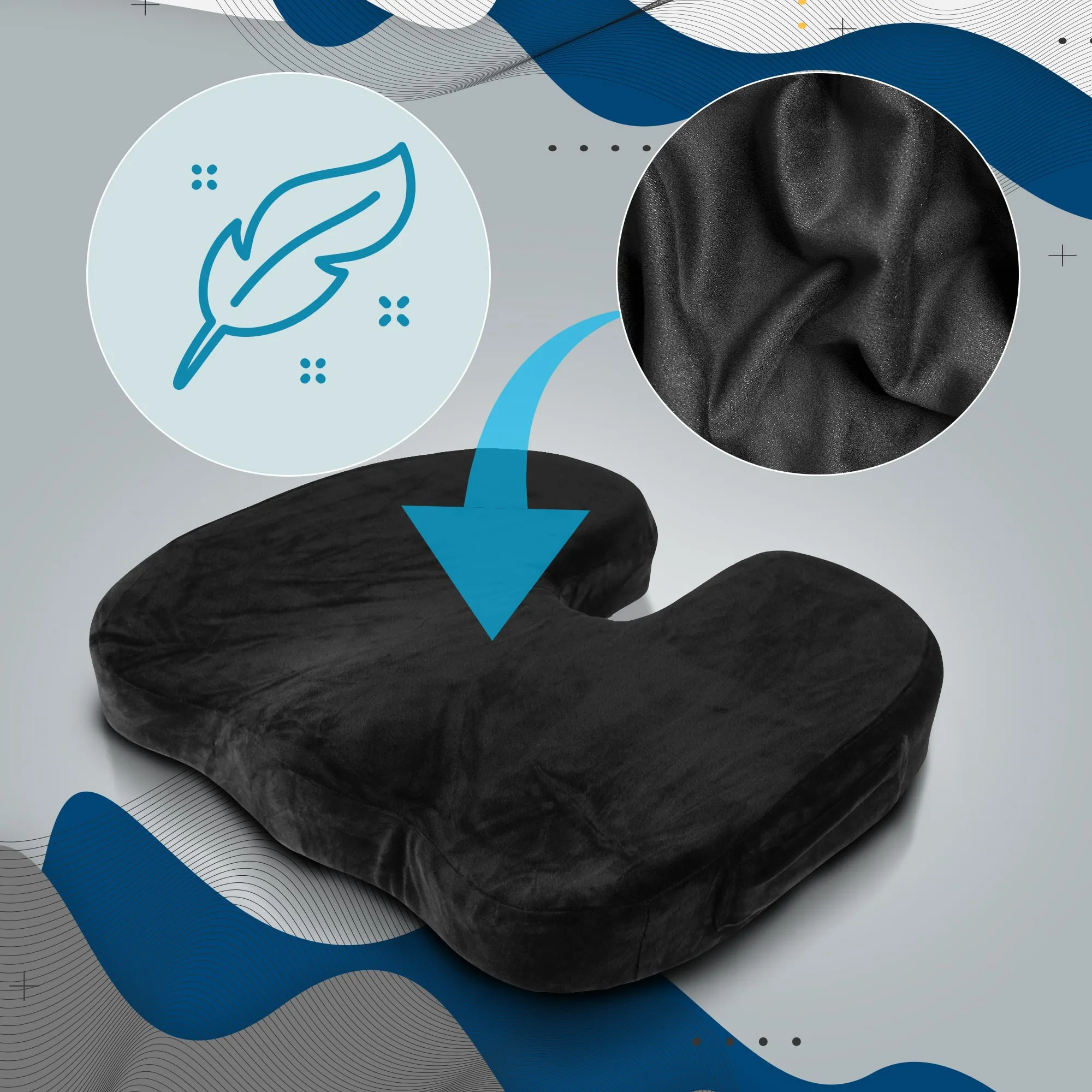 Ergonomisches Sitzkissen 46x36x7 cm schwarz